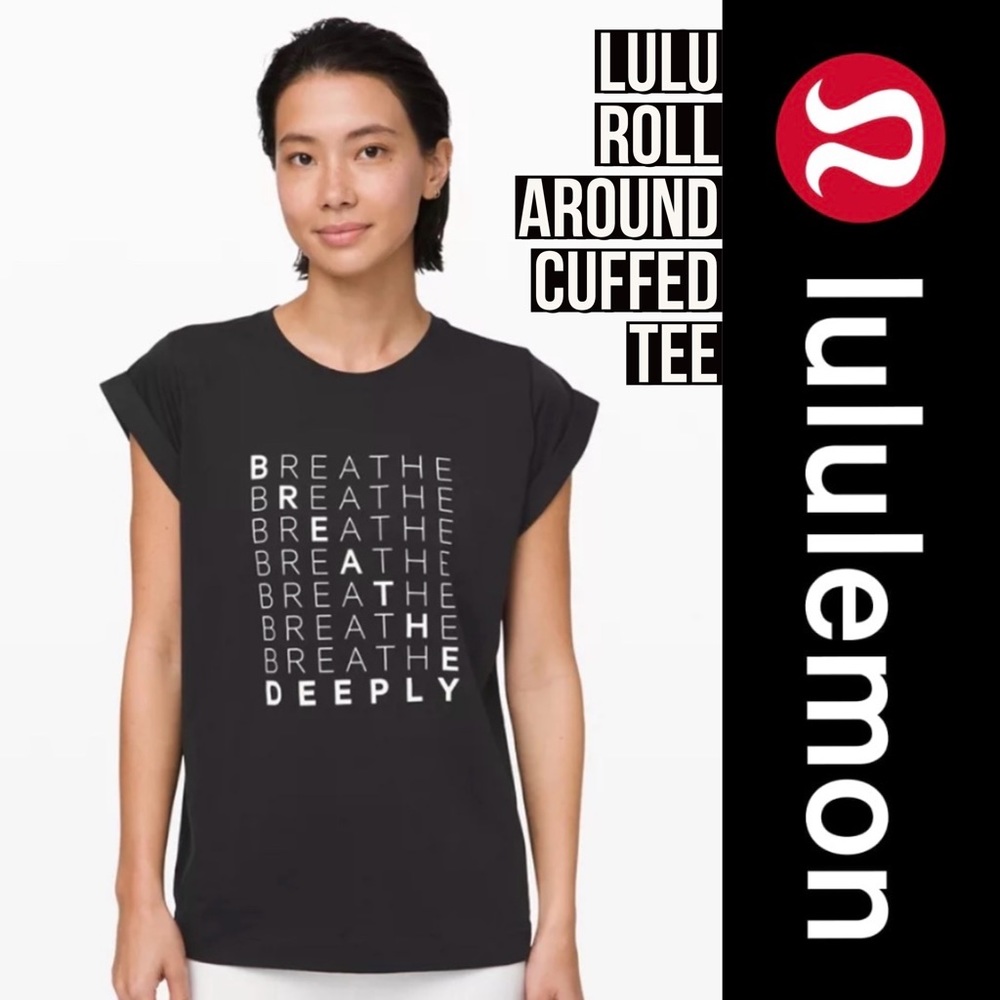 Lululemon Roll Around Breath Deeply Tee Top Short Cuff Sleeve M L Medium Large